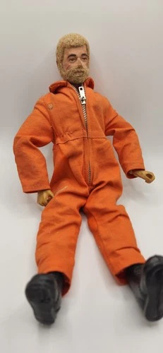 1964 GI Joe Blonde Flocked Hair Fuzzy & Beard Orange Suit-TONS of accessories