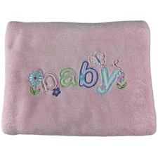 Just Born Pink "BABY" Blue Flower Purple Butterfly Blanket Fleece 2ply