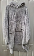 THE COMFY Gray Soft Polyester Fleece Sherpa Blanket Dream Hoodie Plush Warm OS
