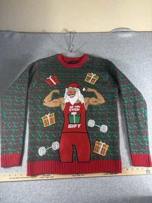 Blizzard Bay Ugly Christmas Sweater   Muscle Santa Graphic (Men s Medium)