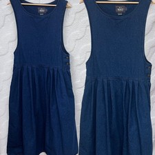 Woolrich Denim Pinafore Dress Cottagecore Women Size L Indigo Cotton Made in USA