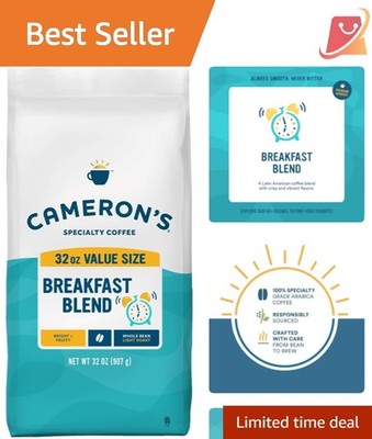 Roasted Whole Bean Coffee Breakfast Blend 32oz Arabica Fresh Smooth Flavor