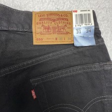 Vintage Levis 550 Relaxed Fit Jeans Mens 31x34 Black Denim Made in USA NWT