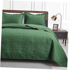 King Size Quilt Set Olive Green King 106"x96" Coin Pattern Olive Green