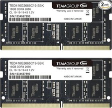 TEAMGROUP Elite DDR4 32GB Kit 2 x 16GB 2666MHz PC4-21300 CL19 Unbuffered No...