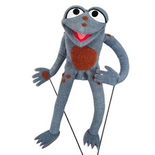 Professional Muppet-Style Hand And Rod Puppet Little Gray Frog OOAK
