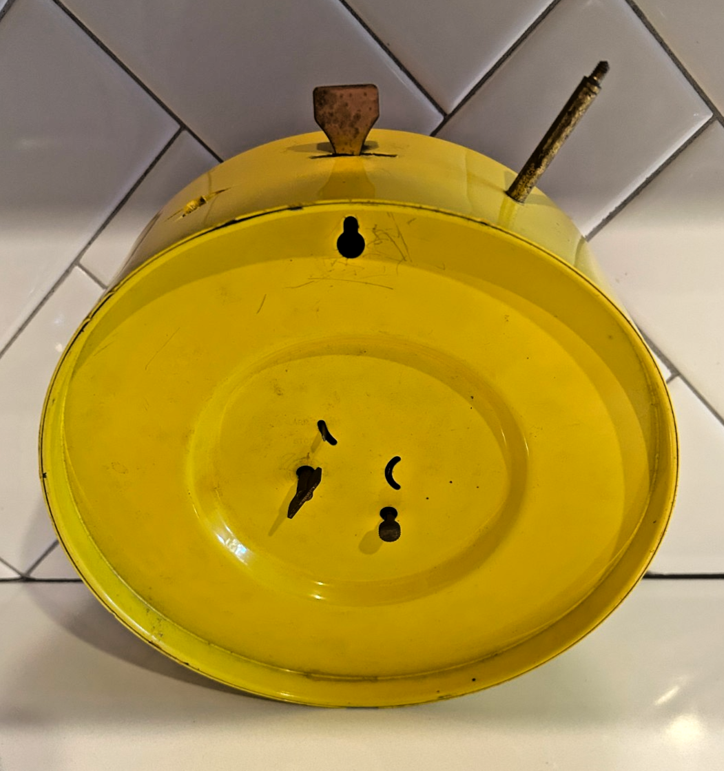 Vintage Blessing Alarm Clock W Germany Red Dial Yellow Metal 8.25