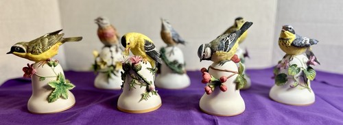 Vintage Peter Barrett 1980’s Franklin Mint Porcelain Bird Bells Lot Of 7