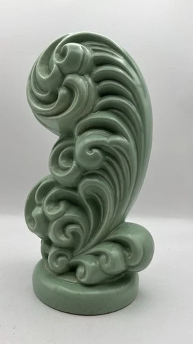 HAEGER POTTERY PLUME VASE Ostrich Feather Blue Green Decor