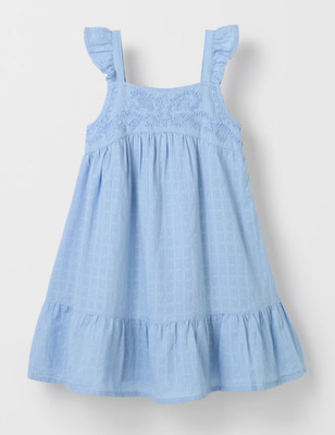 GIRLS size 7 blue  lined flutter sleeve embroidered summer DRESS Target  NEW