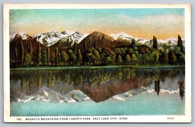 Wasatch Mountains from Liberty Park. Salt Lake City, Utah Postcard
