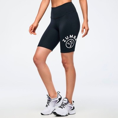 Zumba Basic High Waisted Biker Shorts - Bold Black ~ XS  S  M  L  ~ New!