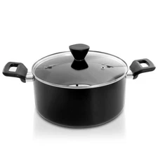 NutriChef 15.4"x9.6"x6.6" 5Qt Casserole Round Non-Stick PFOA Free Easy-Clean
