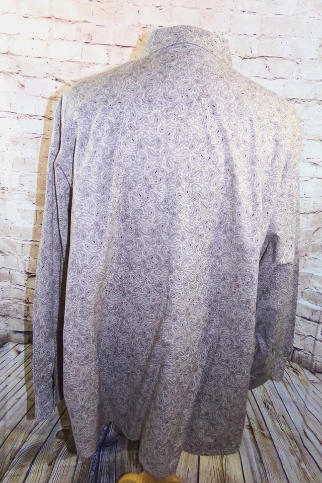 Camisa de vestir Perry Ellis 2XL para hombre marrón negro cachemira LS 100 % algodón bolsillos Foto 2 de 4