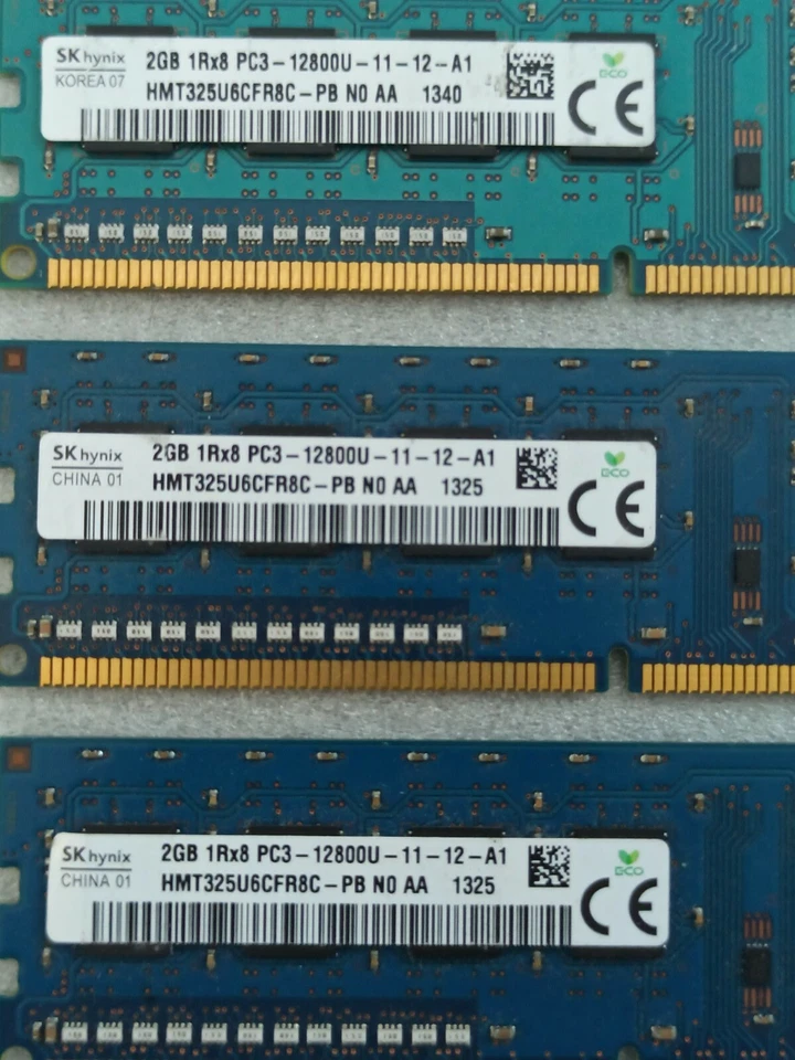 SK Hynix 6GB (3x2GB) 1Rx8 PC3-12800 DDR3 Desktop Memory RAM HMT325U6CFR8C-PB - Image 2 of 4
