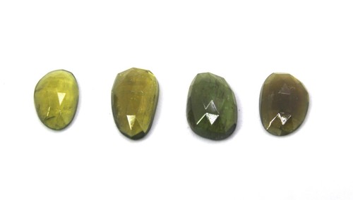 4 Stück Turmalin Rosenschliff Scheiben, Turmalin 8,6x14-9,7x15,30 mm Rosenschliff, - Bild 1 von 4