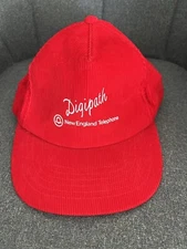 Vintage New England Telephone Digipath Corduroy Hat Cap Red Snapback Yupoong