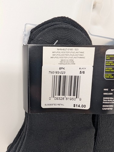 Nike Boy's 6-Pairs Young Athletes Quarter Socks Sz: 5/6 TN0183 New B1(A16T) - Picture 3 of 3