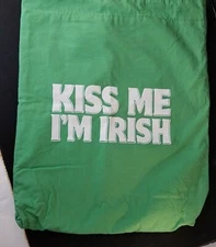 Tote Bag Green Kiss Me I'm Irish Soft Cotton Reusable Lined Shopping Bag A6-377