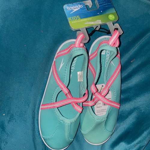 NEW ~ TODDLER / KIDS X-LARGE (11-12) ~ Speedo KIDS Water Shoes ~ Pink / Aqua - Picture 2 of 6