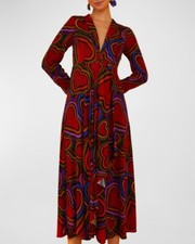 Farm Rio S Small Rainbow Wild Hearts Maxi Womens Dress Print V Neck Midi