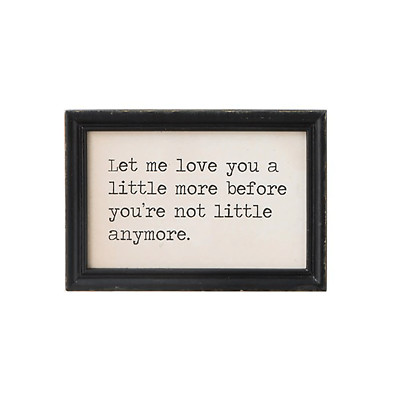 Framed Hanging Wall Quote ''Let me love you a little more before you're not littl