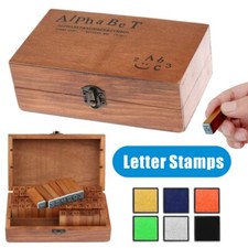 Letter Stamps Wood Rubber Stamp, 70Pcs Vintage Alphabet Stamps Set Brown