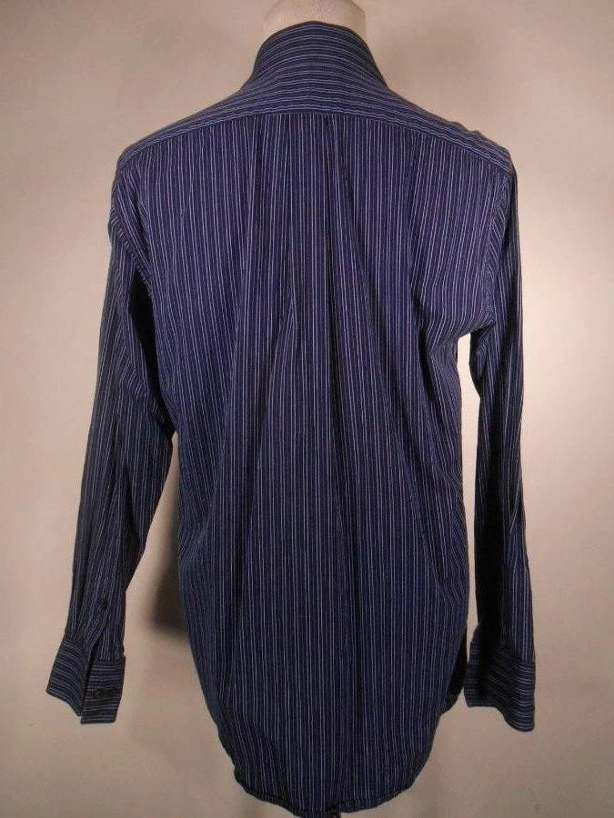 Hermosa Camisa Para Hombre Mediana 15 1/2 34/35 Michael Kors Azul Rayas LS Botón Foto 4 de 4