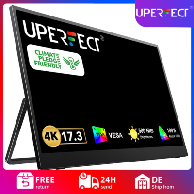 UPERFECT Portable Monitor, 17,3 Zoll 4K Portable Monitor 1500:1 Display 2160P AA