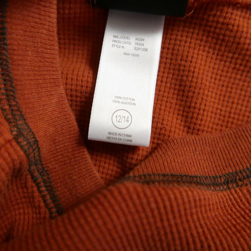 Harley Davidson Boys Cotton LS Crew Neck Burnt Orange Thermal Sweater 12/14 - Picture 5 of 5