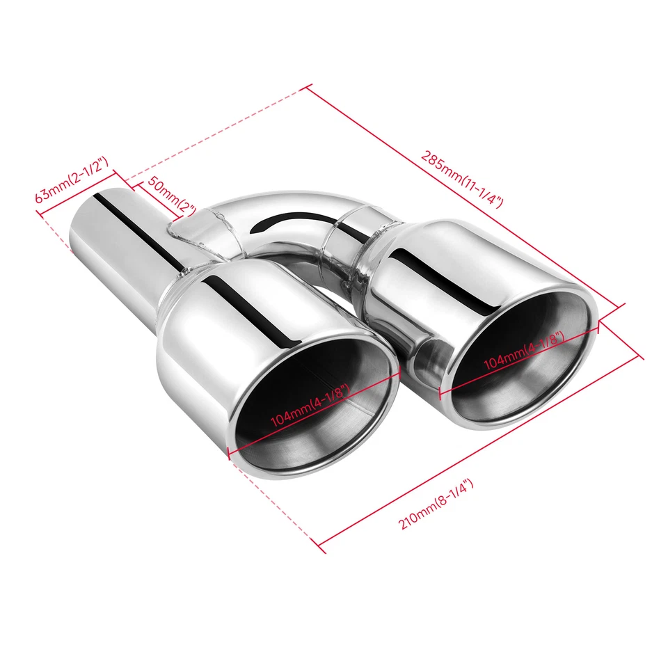 For GMC Yukon XL 1500 2500 Dual Exhaust Pipe Tip 2.5" in 4" Out 11" Total Length - Image 2 of 4