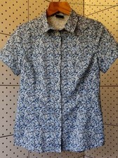 Jack Wolfskin At Home Outdoors Women Blue Short Sleeve Shirt Size US-M UK-12/40