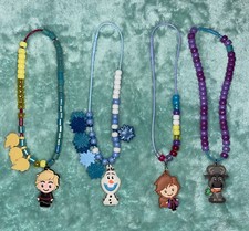 Disney Frozen plastic Beads Charm necklace Lot Of 4 Olaf Anna Boy Moose
