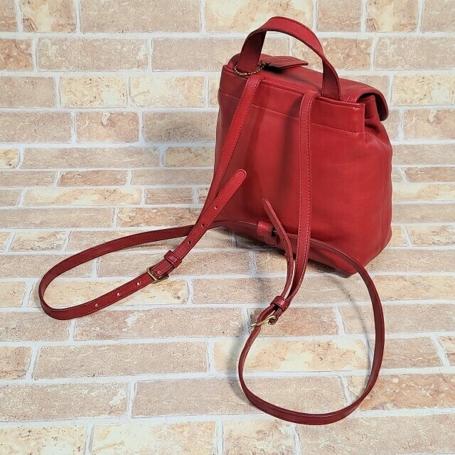 Old Coach Leather 2WAY Mini Backpack Shoulder Bag Red 4152