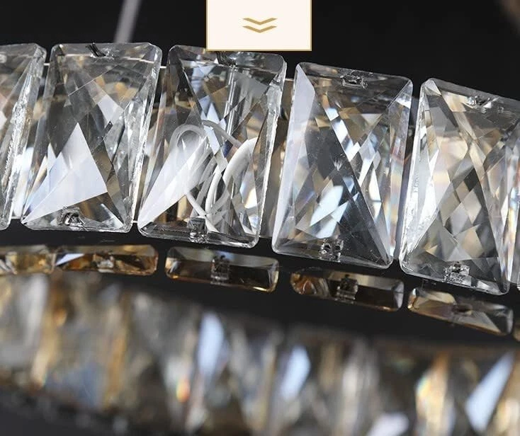 Lampadario a Sospensione LED 30W Anelli Effetto Cristallo IP20 Salone Camere - Immagine 3 di 4