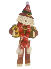 Hanging scarecrow with hat and scarf Fall or Halloween Decor Unique
