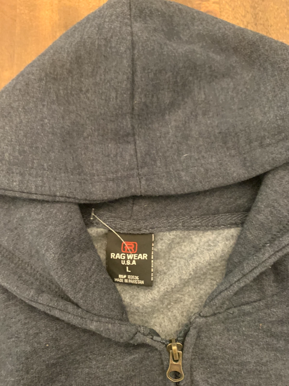 VETEMENTS Felpa con cappuccio grigia zip OCEAN CITY NJ Anchor Youth Large NUOVA