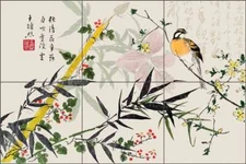 Bird Tile Mural Backsplash Andrea Haase Asian Art OB-HAA1386