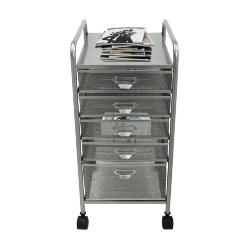 New 5 Drawer Rolling Storage Cart Organizer File Cabinets with Universal Wheels - Picture 8 of 17