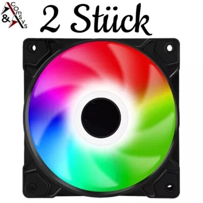 COMSYS 2 Stück P12 Lüfter 120mm PC Gehäuse Lüfter Case Fan leise 12cm RGB Mehrfarbig#CV
