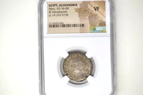 EGYPT. Alexandria. Nero (AD 54-68). BI tetradrachm (23mm 1h). NGC VF.  Awesome!