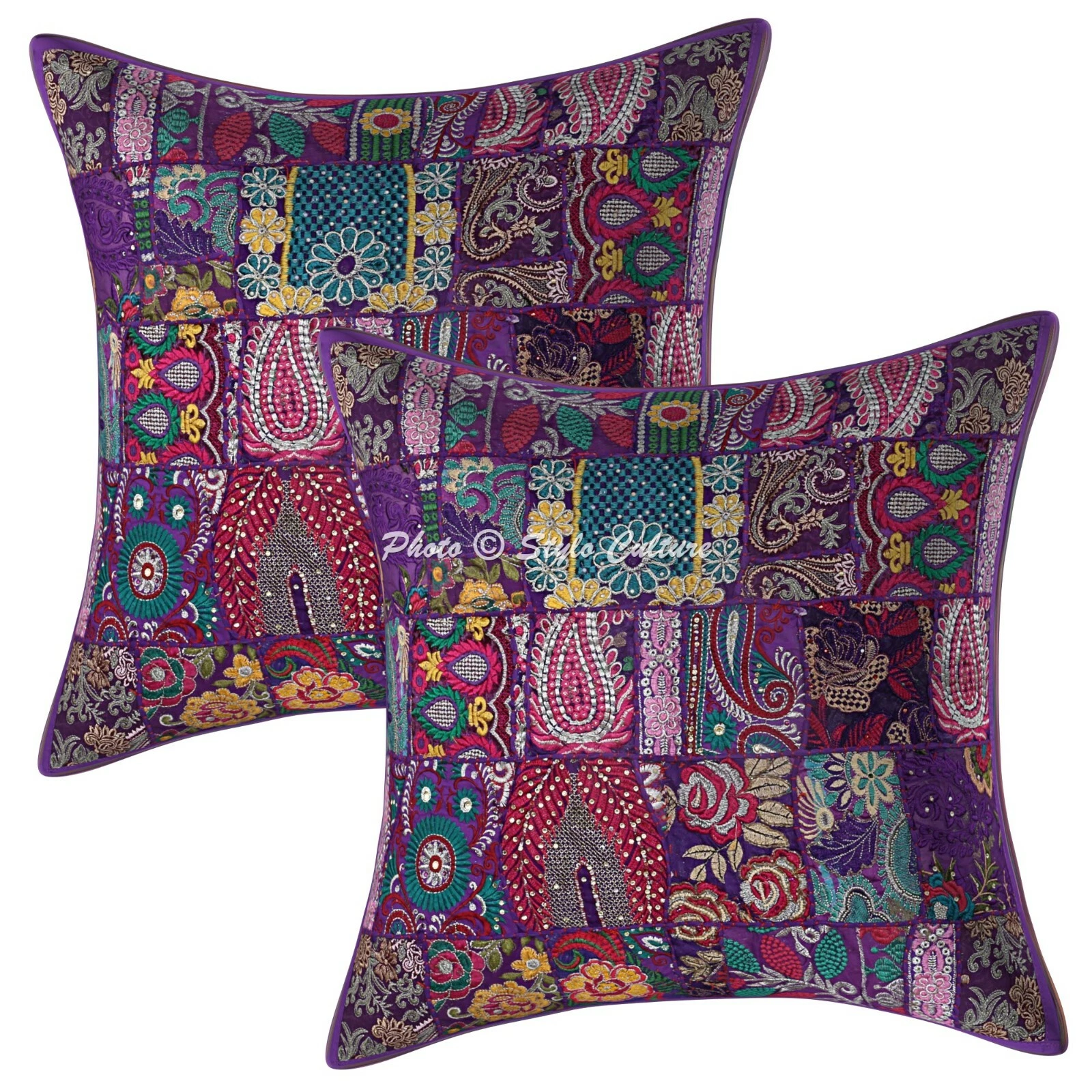 Abstract Cushion Covers 60 x 60 cm Patchwork Cotton 24 x 24 Boho Throw Pillows