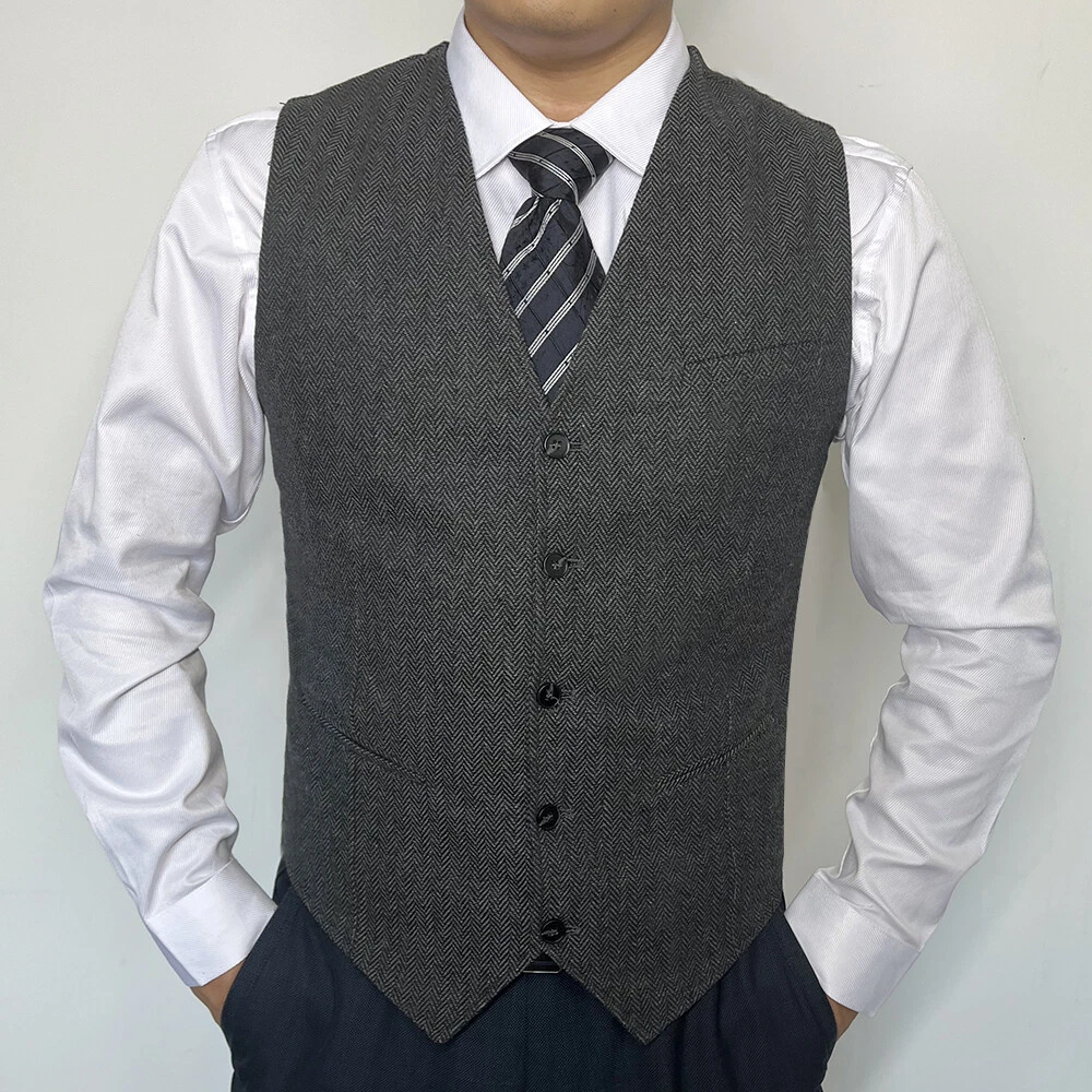 Grey herringbone deals vest