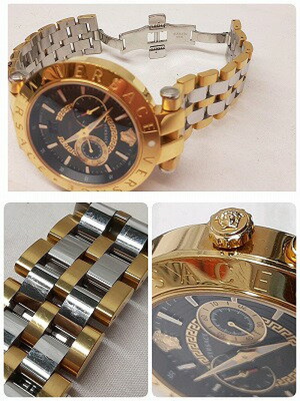 VERSACE Men's Watch V Race Dual Time 46mm Black/Gold/Silver VEBV00519