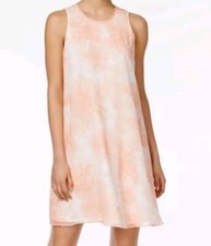 Calvin Klein Coral Floral Trapeze Sleeveless Shift Dress Size 10
