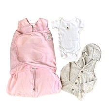 Newborn Baby Girl 0-3 Months Lot of 3 HALO Sleep Sack Blanket Bodysuit Hoodie