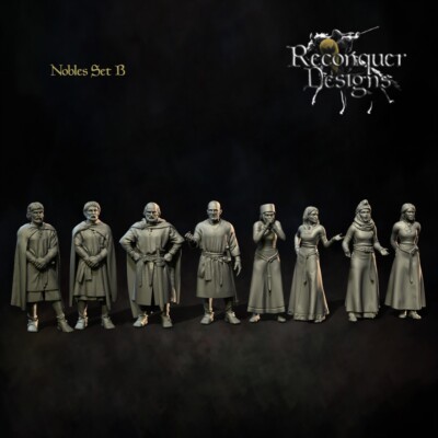 Reconquer Designs Miniatures Medieval Nobles Civilians Villager NPC DnD RPG 28mm