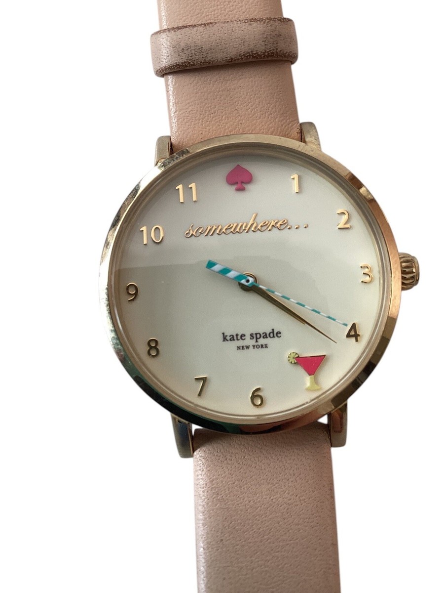 Kate Spade Women’s Its 5 O’Clock Somewhere Leather Watch Needs Battery Kate Spade Its Five OClock Somewhere Watch Blush Pink  main image 2