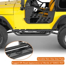 2Pcs Side Steps Nerf Bars Running Boards Steel For 1997-2006 Jeep Wrangler TJ