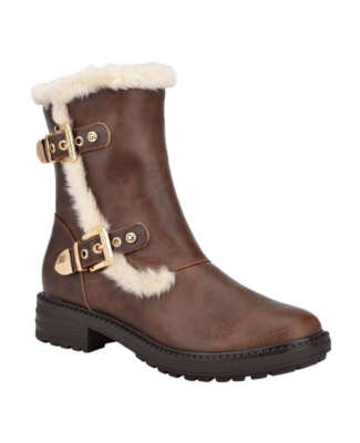 #ad #ad GBG Los Angeles Women#x27;s Garit Lug Sole Furry Booties Brown Size 8 $10.50